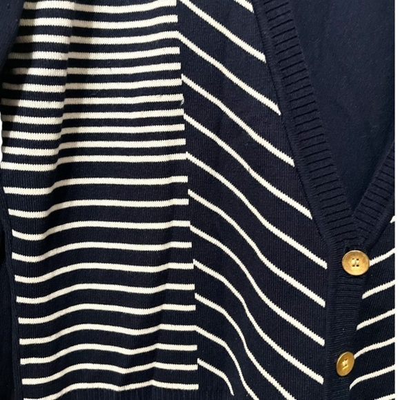 Grace Lane Lewis Stripe Navy Blue and White Cardigan - Picture 4 of 9